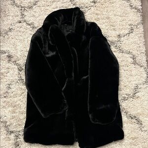 Zara faux fur coat. Black. Size xs. New with tags.